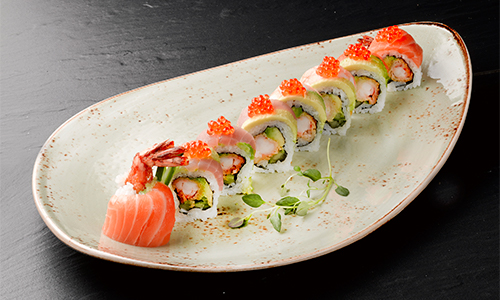 Deluxe Ebi Tempura og Regnbue (8 stk.)